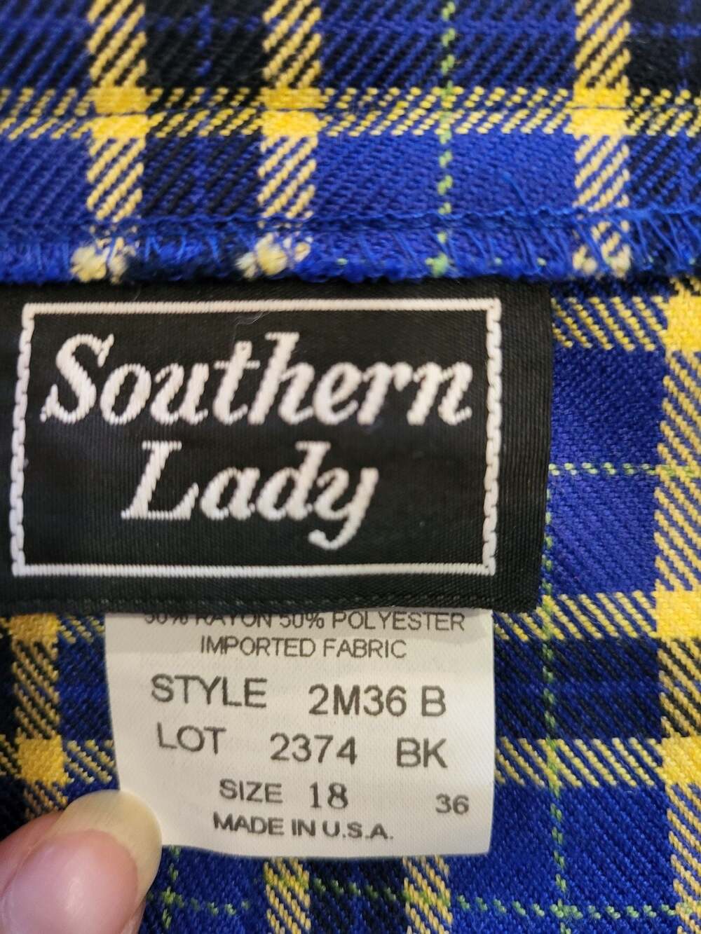 Farmcore cottagecore Southern Lady Vintage Pleated Plaid Midi Skirt Size 18 Blue - Picture 4 of 5